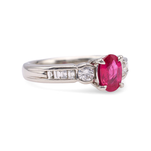 Vintage 0.66 Carat Ruby Diamond Platinum Ring Rings Jack Weir & Sons   