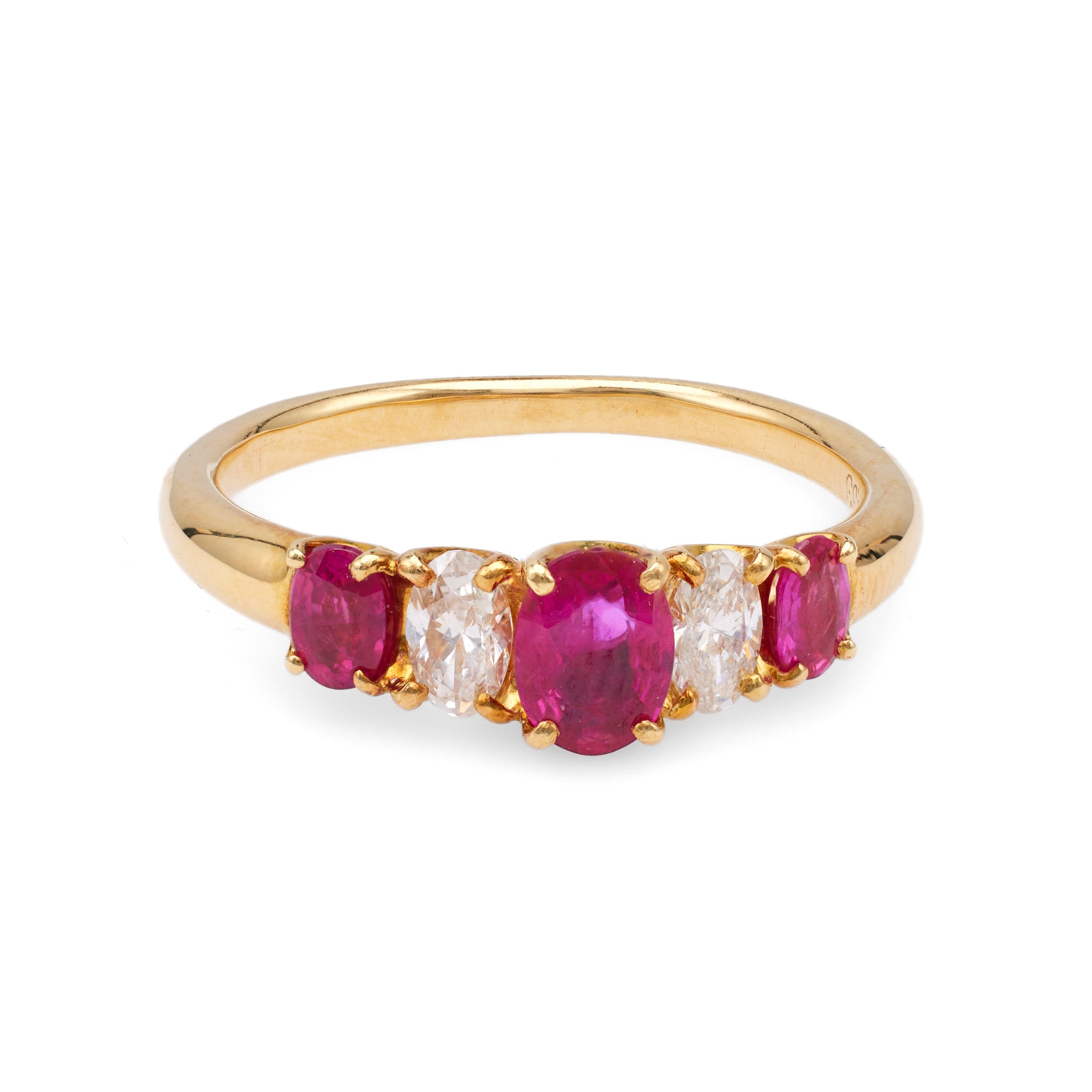 Ruby Diamond 18k Yellow Gold Five Stone Ring Rings Jack Weir & Sons   