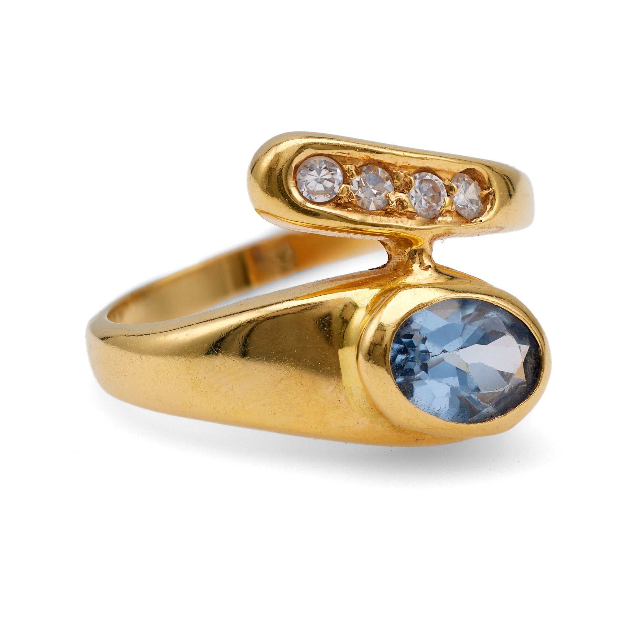 Retro Synthetic Spinel 18k Yellow Gold Ring