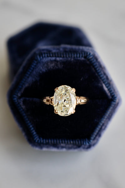 Mid-Century GIA 3.06 Carat Oval Cut Diamond 14k Rose Gold Solitaire Ring Rings Jack Weir & Sons   