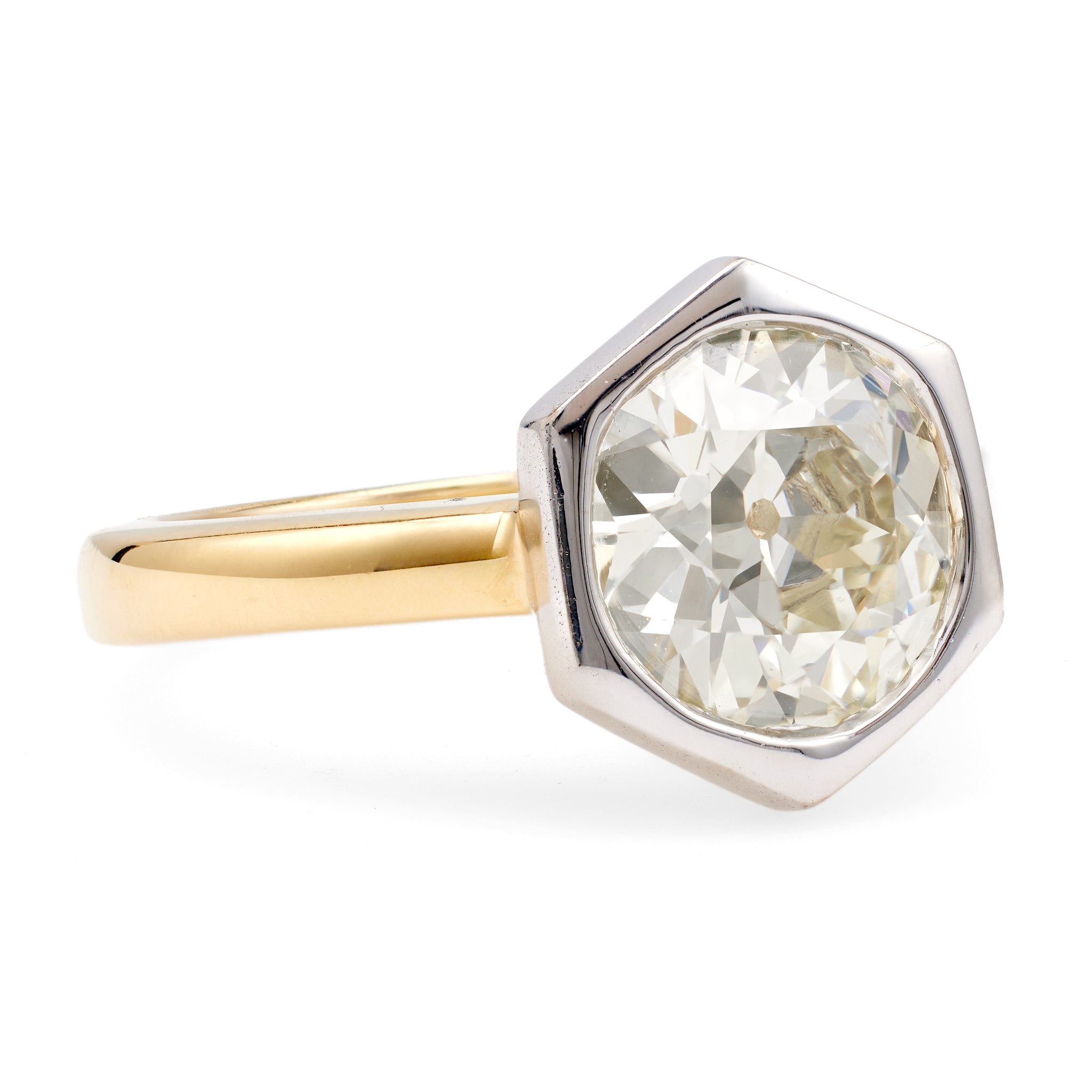 French GIA 3.21 Carat Old European Cut Diamond 18k Gold Solitaire Ring Rings Jack Weir & Sons   