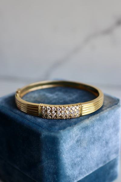 Vintage Diamond 18k Yellow Gold Hinged Bangle Bracelet Bracelets Jack Weir & Sons   