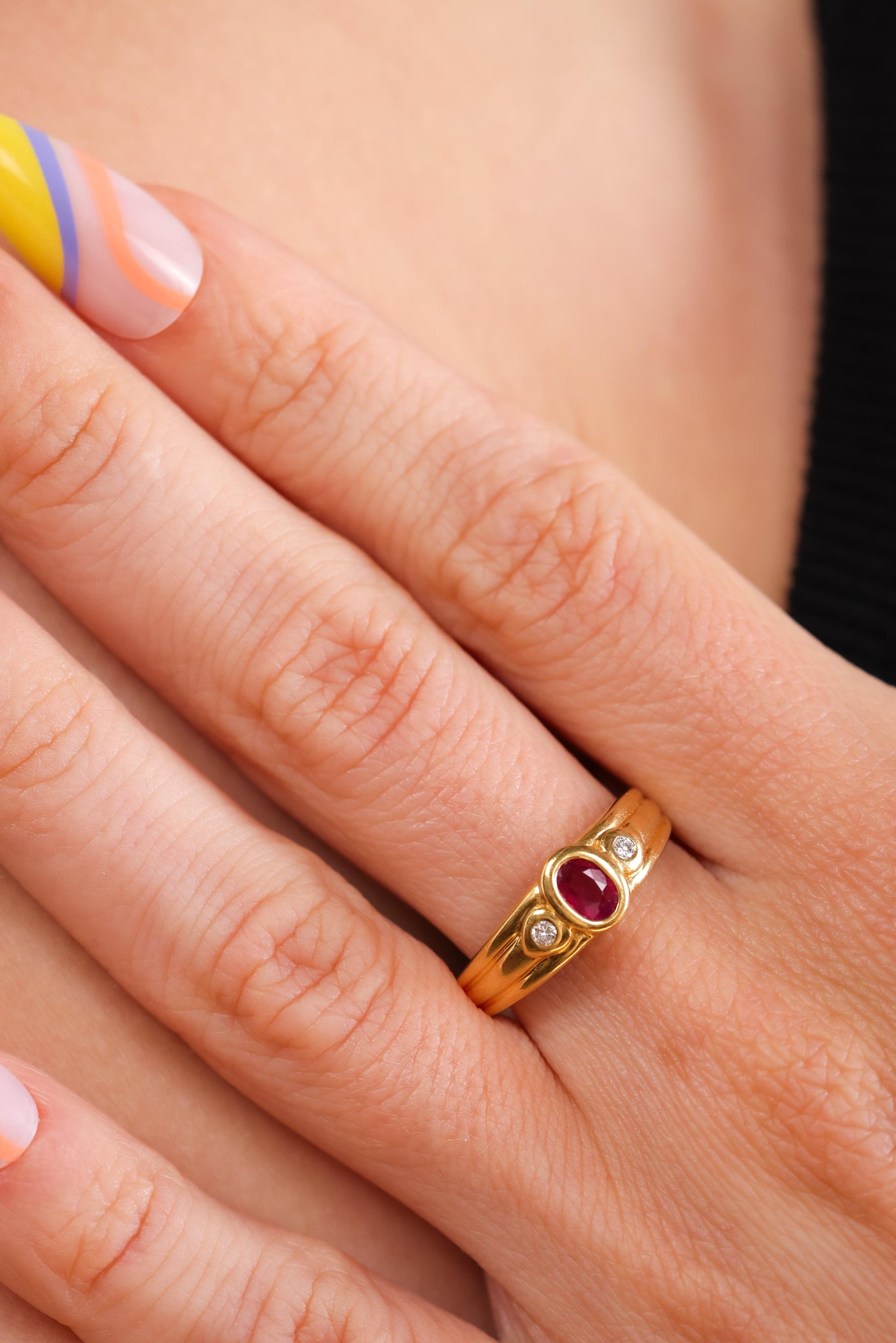 Ruby and Diamond Three-Stone Ring  Jack Weir & Sons   