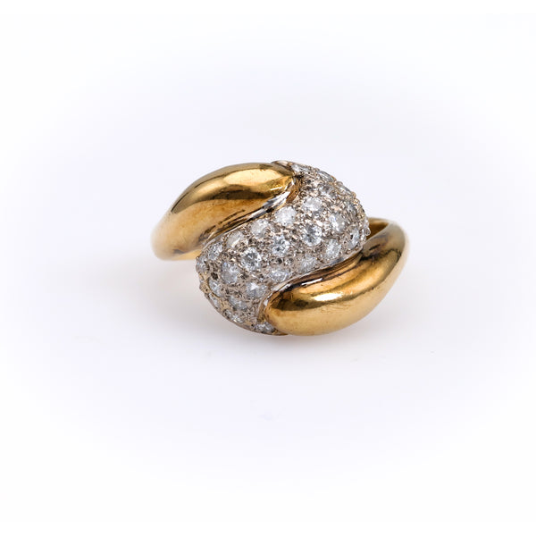 Vintage Diamond 14k Two Tone Gold Ring