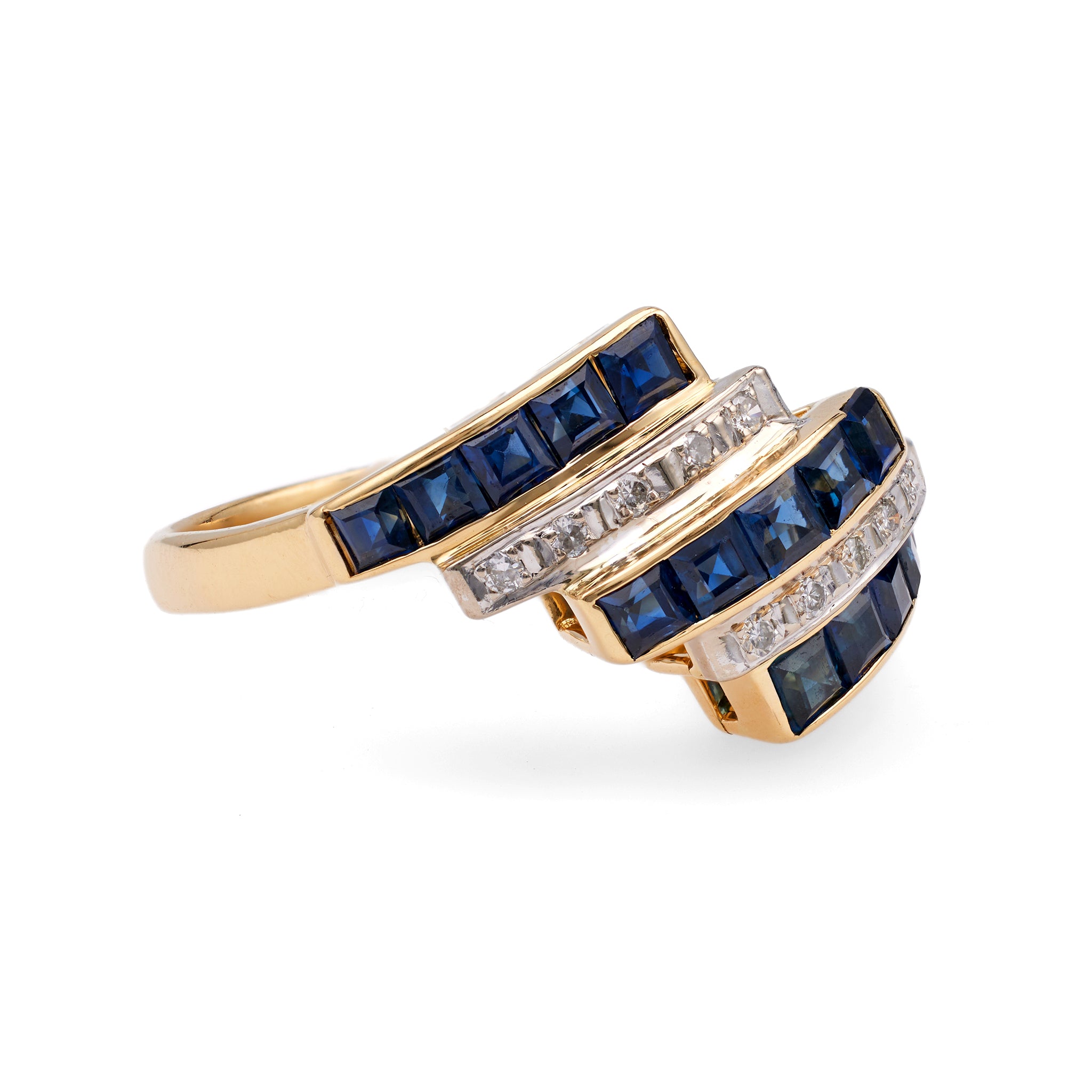 Vintage Sapphire Diamond 18k Gold Ring Rings Jack Weir & Sons   