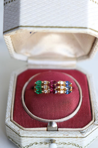 Vintage Diamond Gemstone 18k Yellow Gold Ring Rings Jack Weir & Sons   