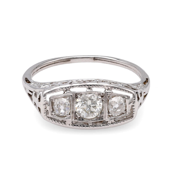 Art Deco Three-Stone Diamond Ring Rings Jack Weir & Sons   