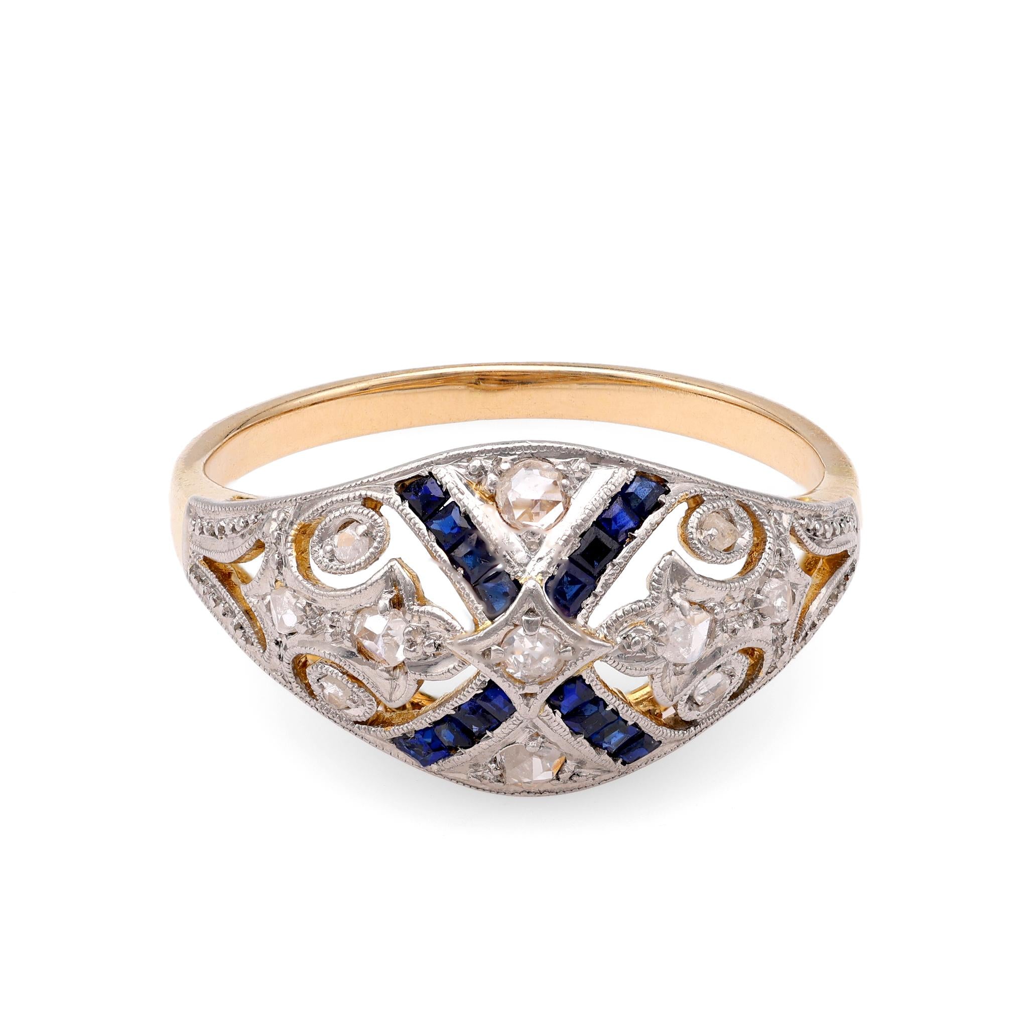 Edwardian Diamond & Sapphire Two-Tone Ring  Jack Weir & Sons   