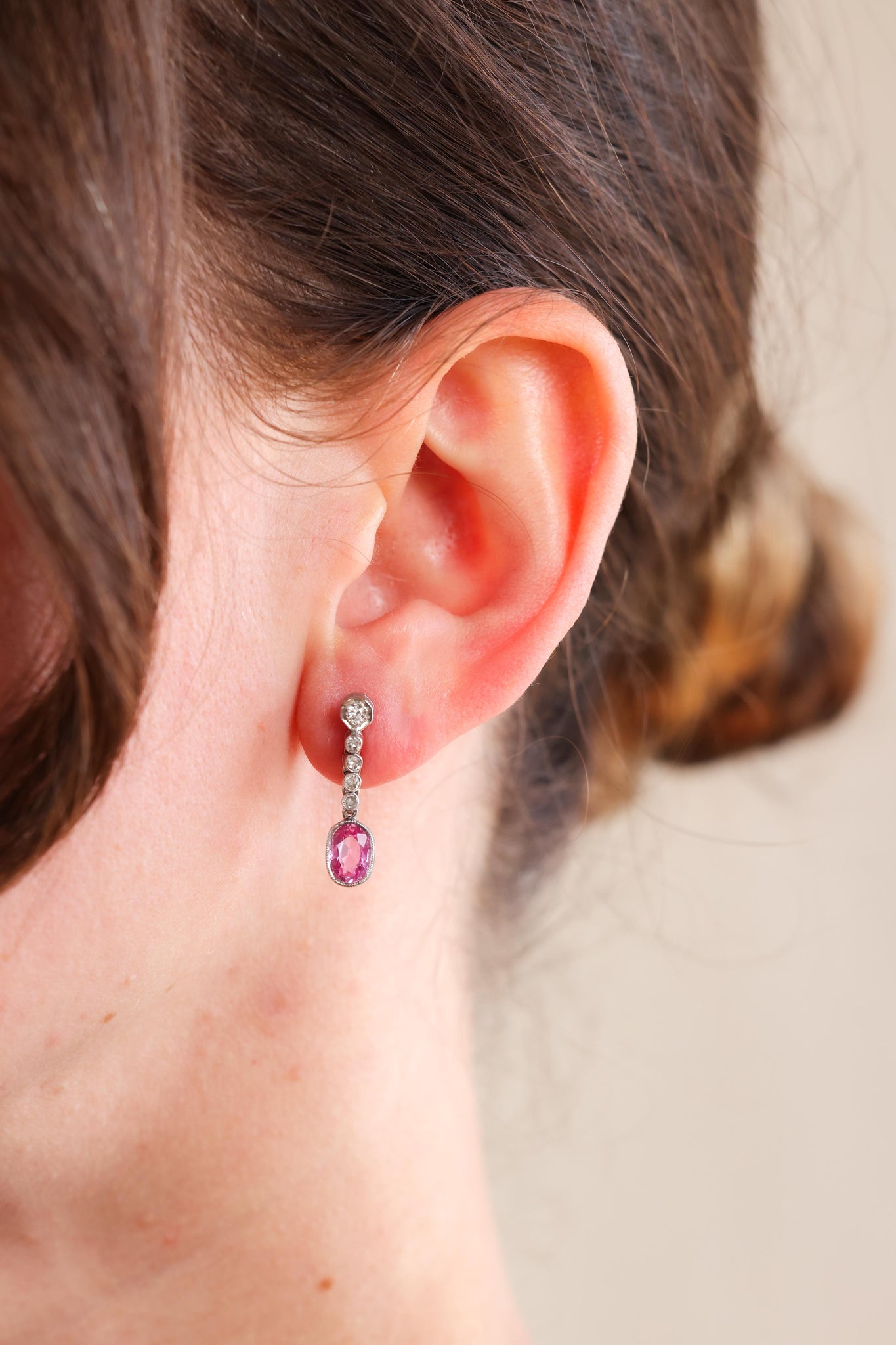Pink Sapphire and Diamond Drop Earrings  Jack Weir & Sons   
