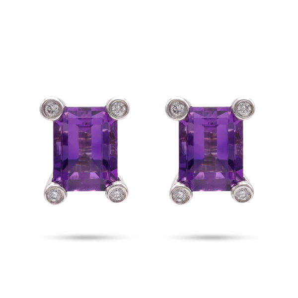 Modern Amethyst Diamond White Gold Stud Earrings Earrings Jack Weir & Sons   