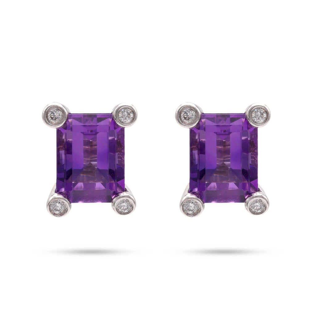 Modern Amethyst Diamond White Gold Stud Earrings Earrings Jack Weir & Sons   