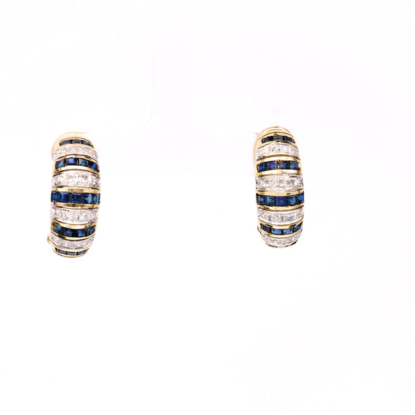 Vintage Sapphire Diamond 14k Gold Earrings