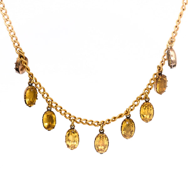 Victorian Citrine 14k Yellow and Rose Gold Necklace