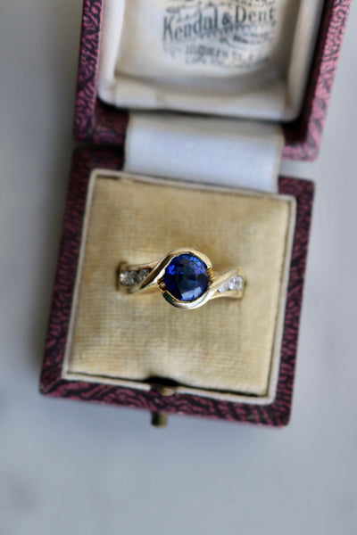 Vintage Sapphire Diamond 14k Yellow Gold Ring Rings Jack Weir & Sons   