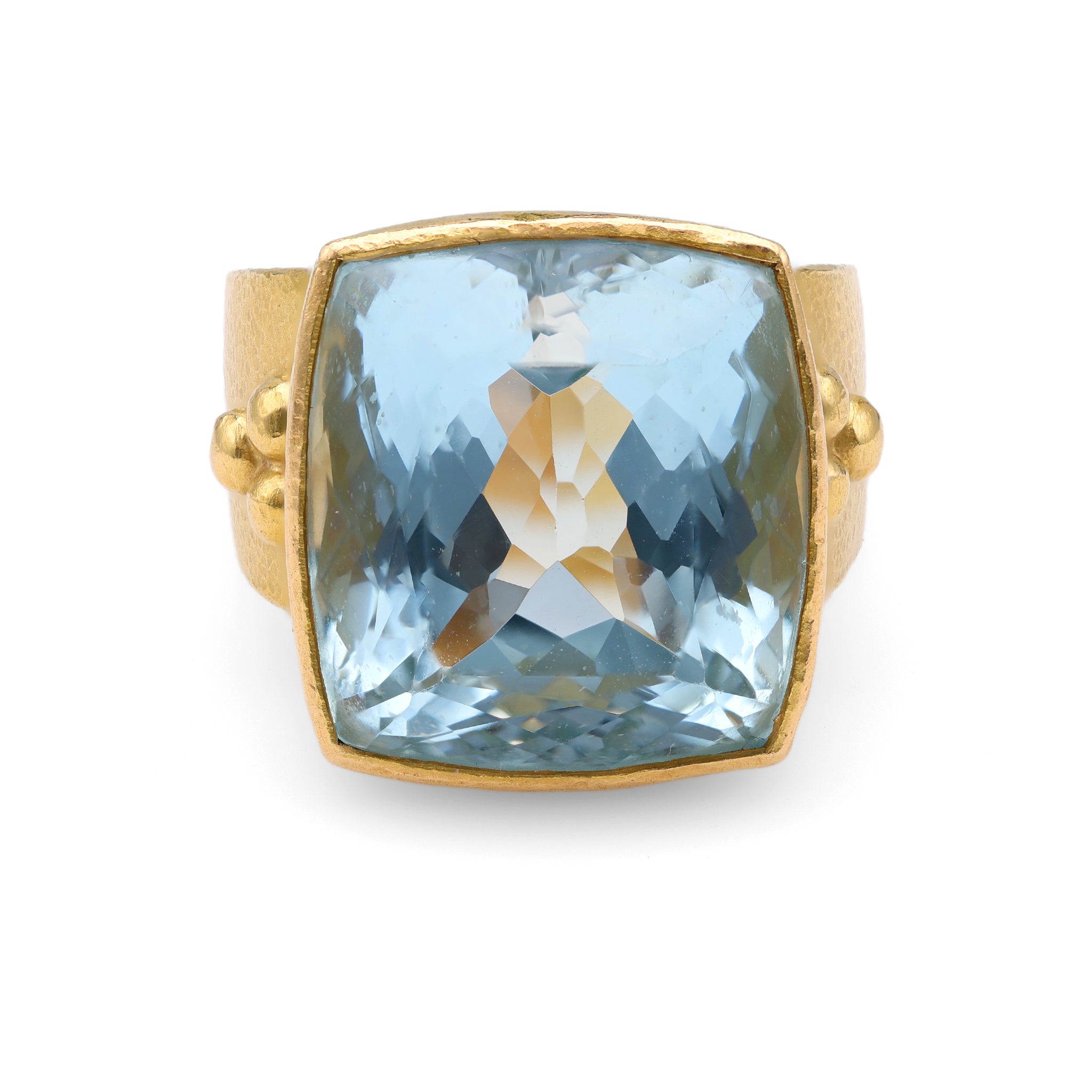Mid-Century Aquamarine 18k Yellow Gold Cocktail Ring Rings Jack Weir & Sons   