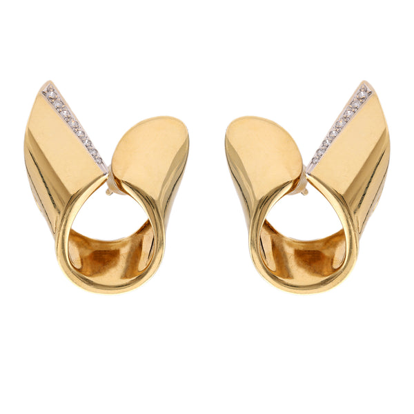 Pair of Vintage Italian Diamond 18k Gold Earrings Earrings Jack Weir & Sons   
