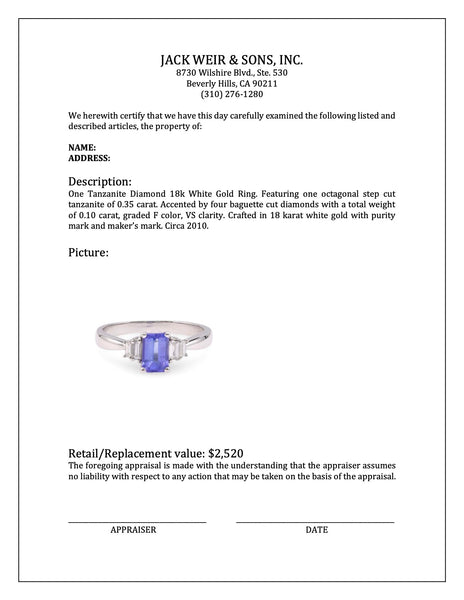 Tanzanite Diamond 18k White Gold Ring Rings Jack Weir & Sons   