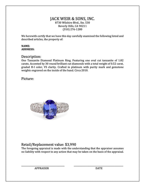 Tanzanite Diamond Platinum Ring Rings Jack Weir & Sons   