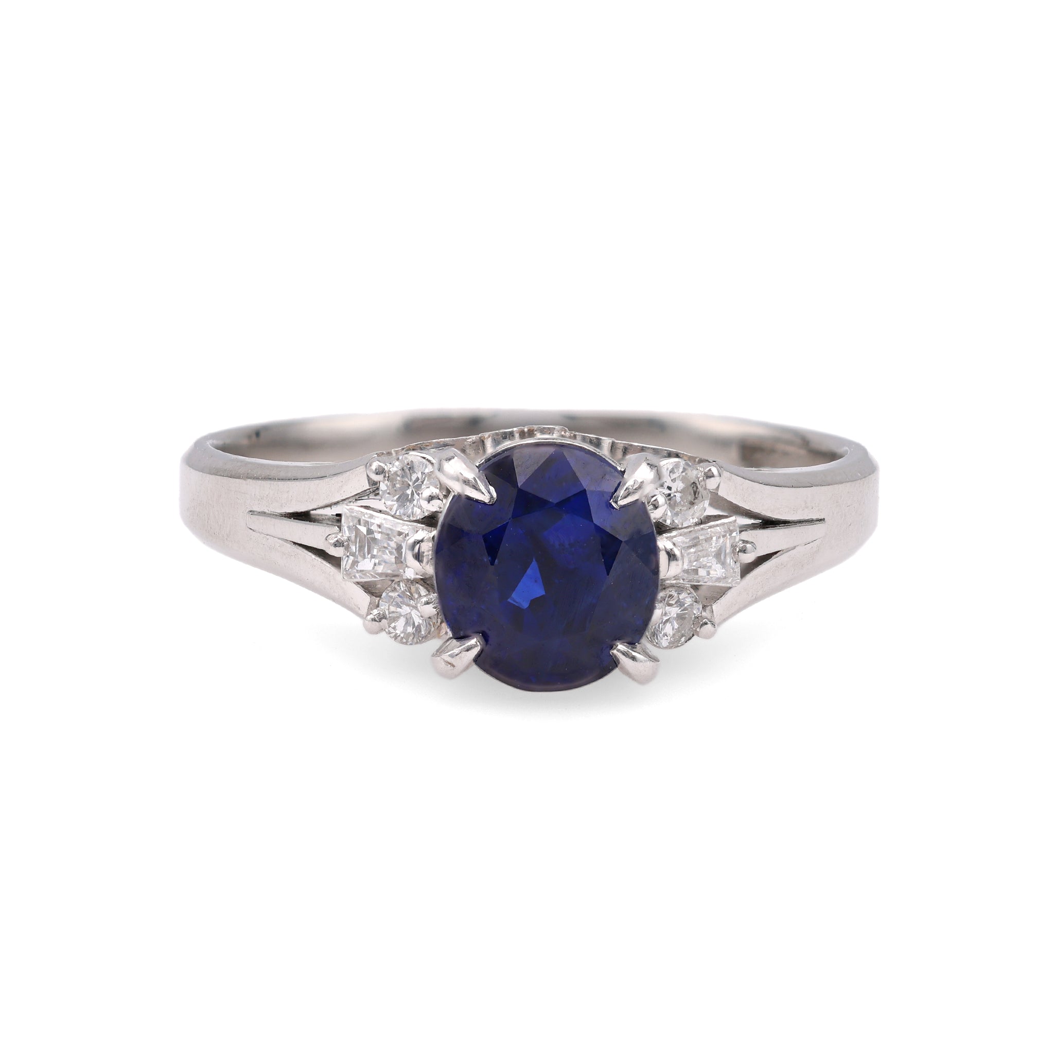 Vintage 1.33 Carat Sapphire Diamond Platinum Ring Rings Jack Weir & Sons   