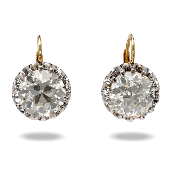 GIA 9.14 Carat Total Weight Diamond 18k Yellow Gold Platinum Earrings Earrings Jack Weir & Sons   