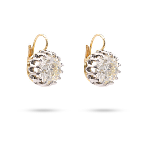 GIA 9.14 Carat Total Weight Diamond 18k Yellow Gold Platinum Earrings Earrings Jack Weir & Sons   