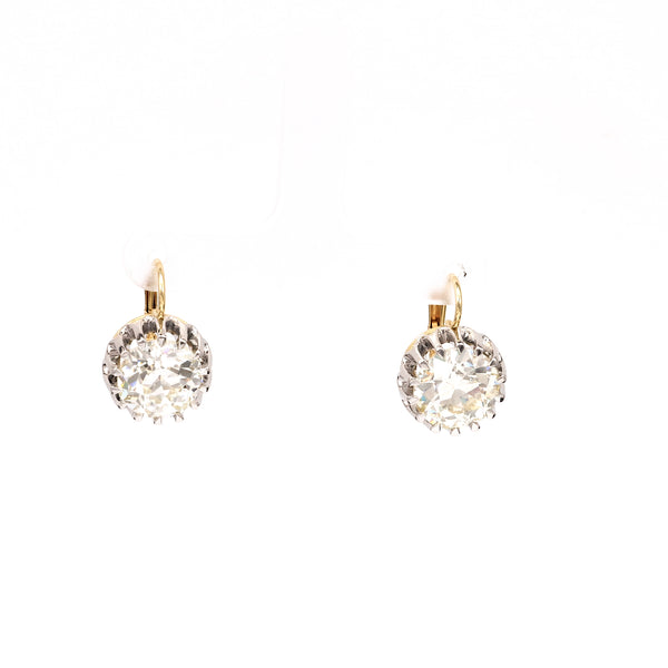 GIA 9.14 Carat Total Weight Diamond 18k Yellow Gold Platinum Earrings Earrings Jack Weir & Sons   