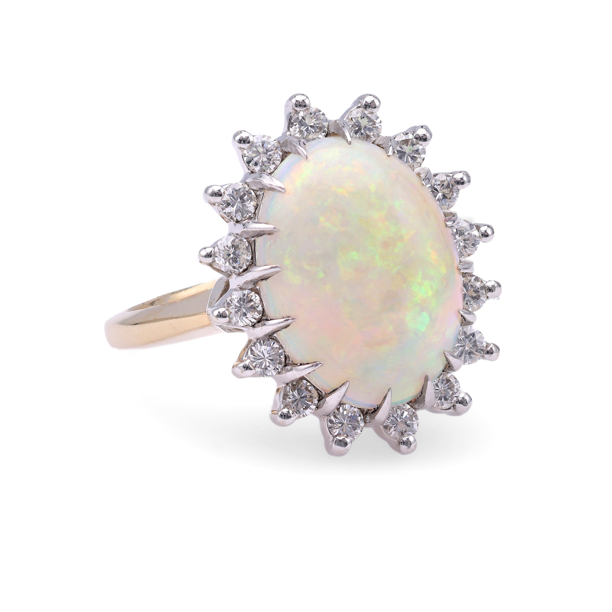 Vintage Opal Diamond 14k Gold Cluster Ring Rings Jack Weir & Sons   