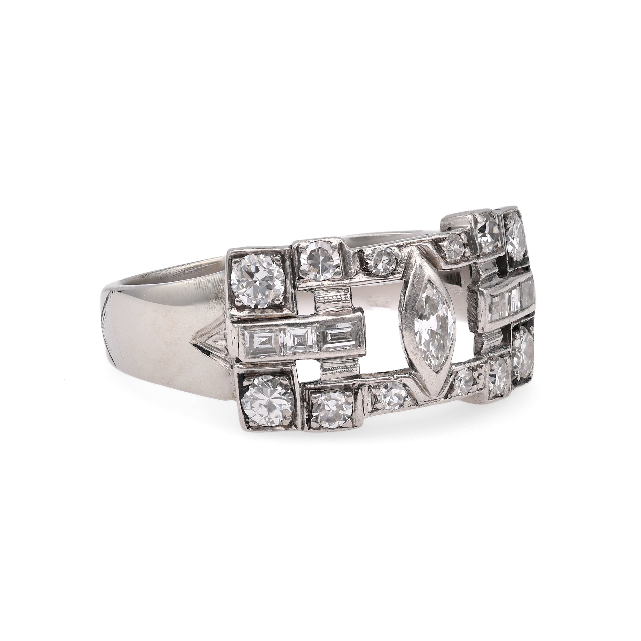 Art Deco Diamond 14k White Gold Ring Rings Jack Weir & Sons   