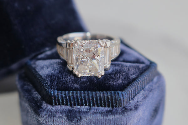 Vintage EGL 5.13 Carat Radiant Cut Diamond Platinum Ring Rings Jack Weir & Sons   