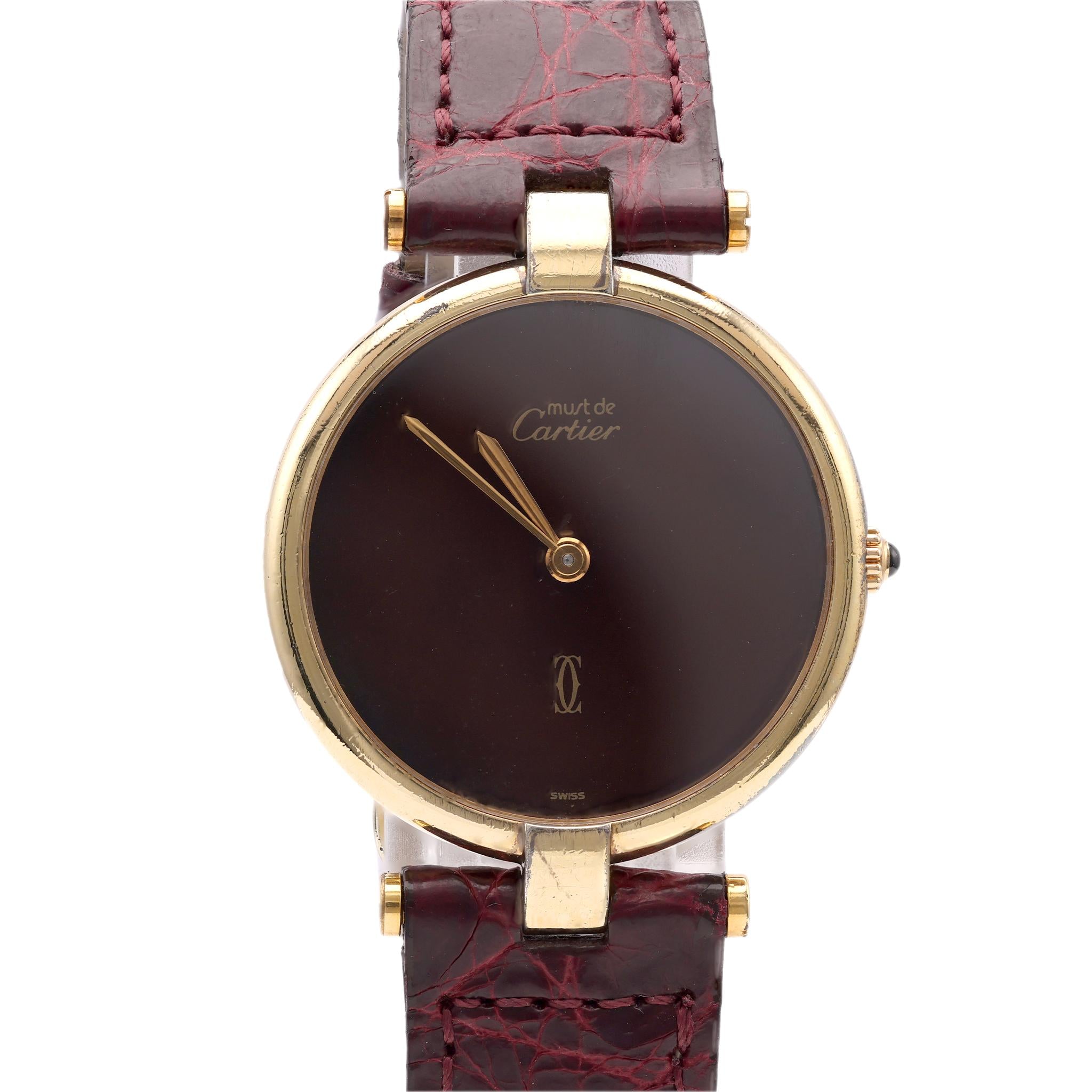 Vintage Cartier Must de Vendome Leather Watch
