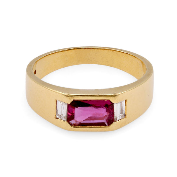 Italian Ruby Diamond Yellow Gold Gypsy Ring Rings Jack Weir & Sons   