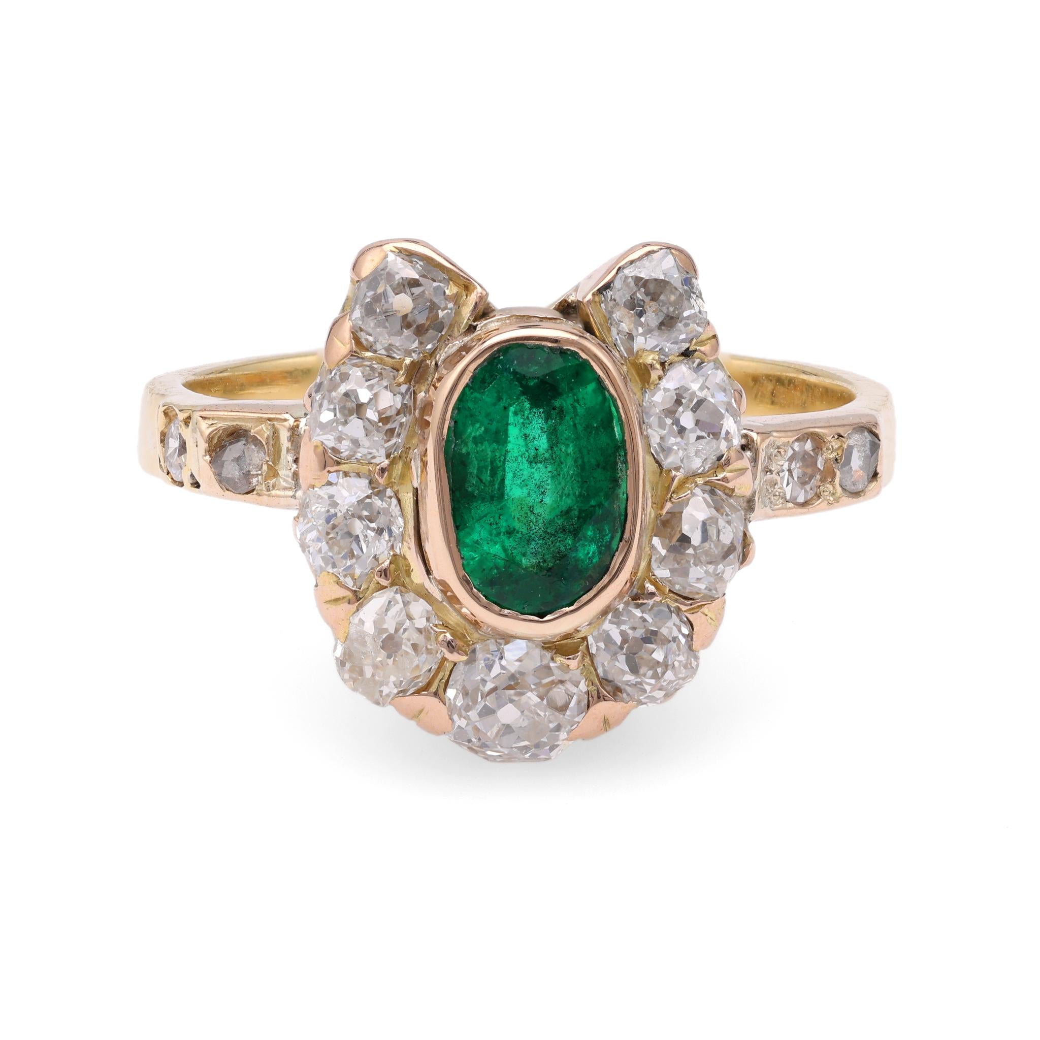 Victorian Emerald Diamond Gold Horseshoe Ring  Jack Weir & Sons   