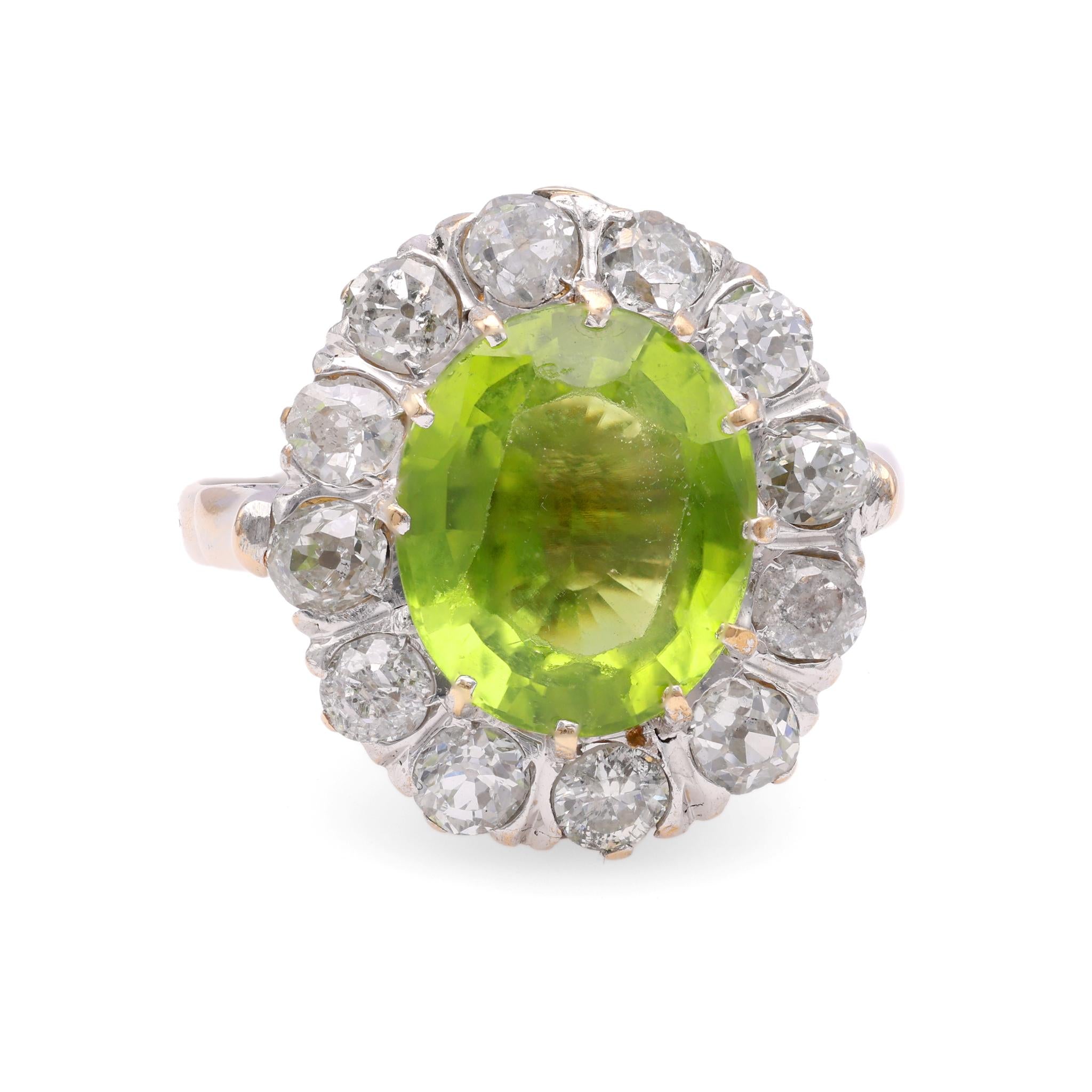 Victorian Peridot Diamond Gold Cluster Ring  Jack Weir & Sons   