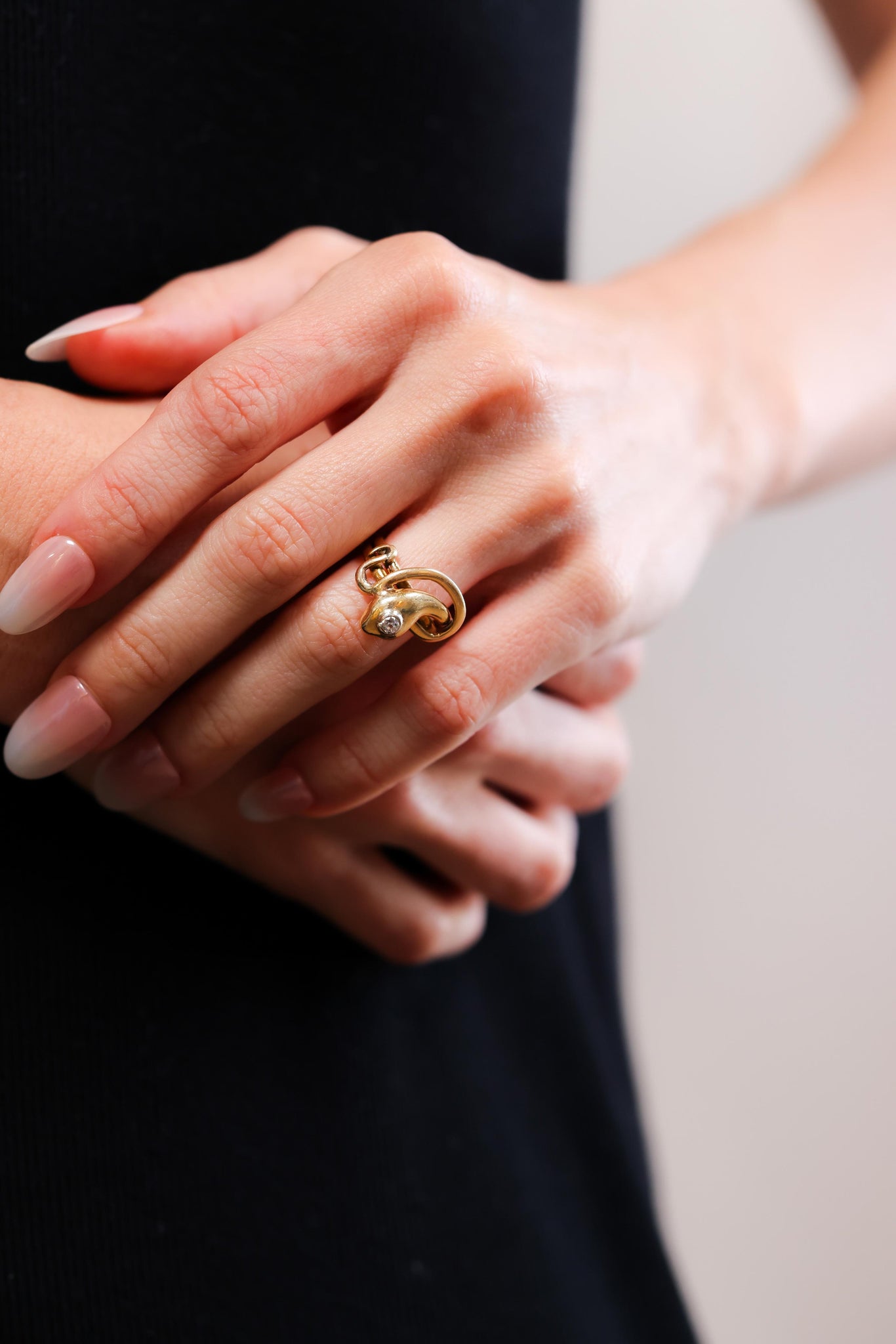 Victorian Diamond 14k Yellow Gold Snake Ring Rings Jack Weir & Sons   