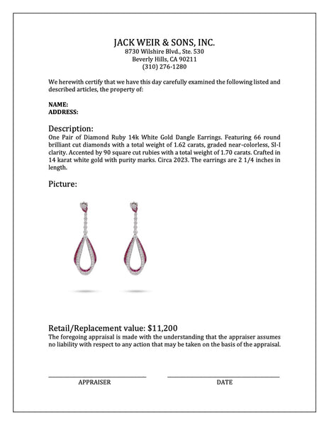 Diamond Ruby 14k White Gold Dangle Earrings Earrings Jack Weir & Sons   