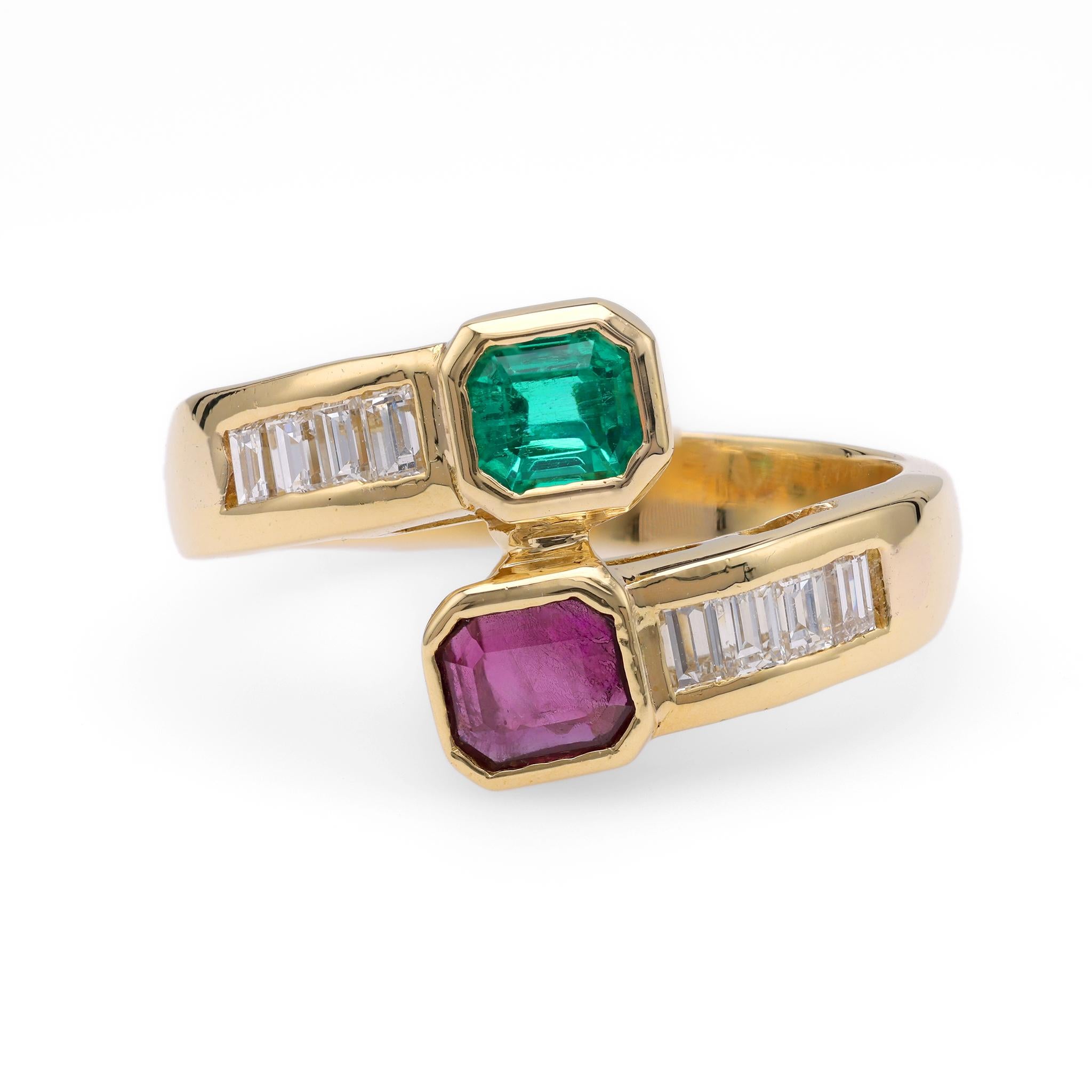 Emerald Ruby Diamond Yellow Gold Bypass Ring  Jack Weir & Sons   
