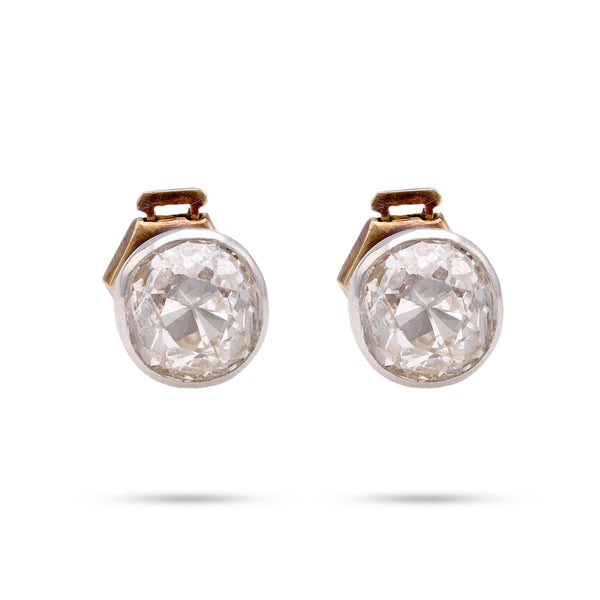 Victorian 3.25 Carat Total Weight Old European Cut Diamond 18k Yellow Gold Earrings Jack Weir & Sons   