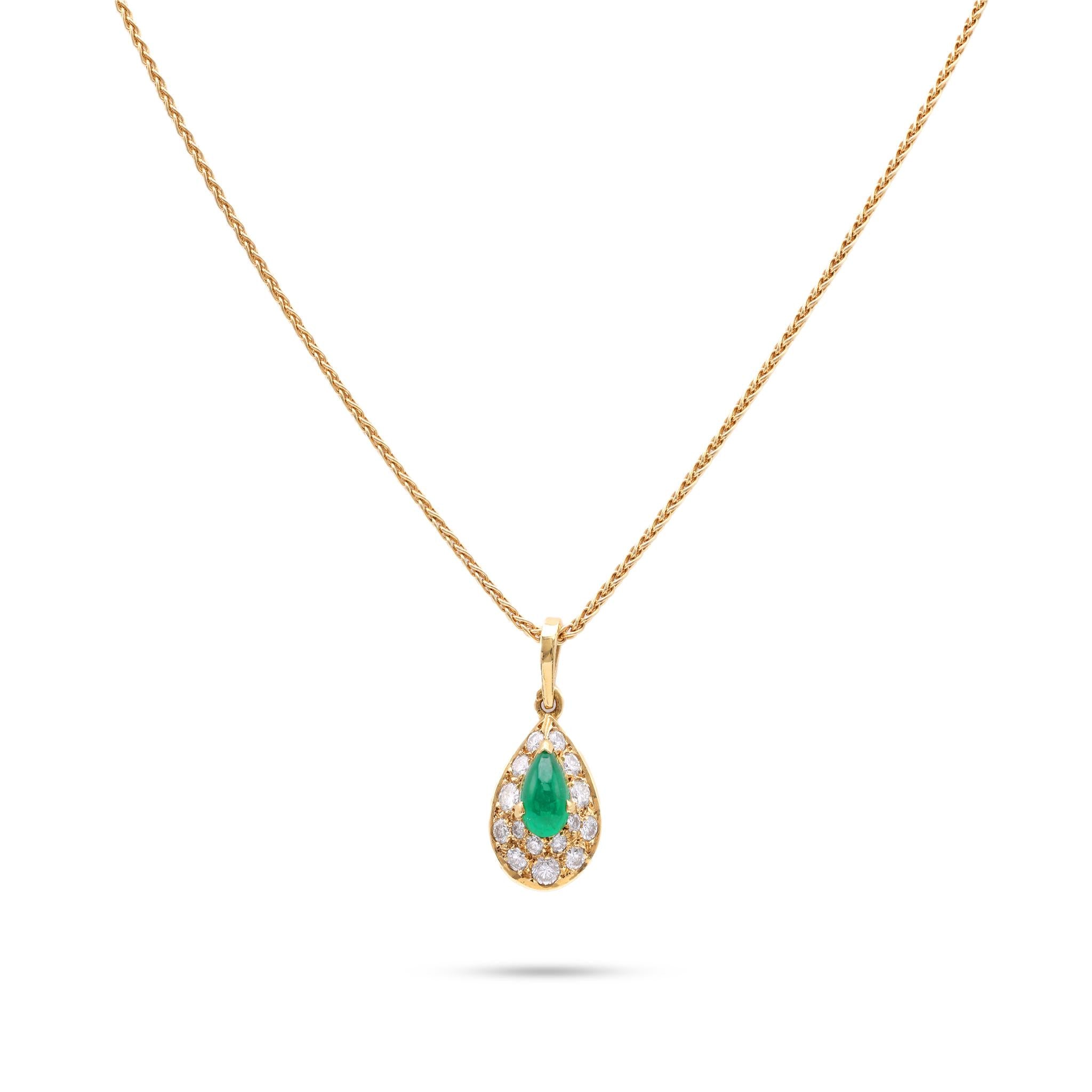 Van Cleef & Arpels Emerald Diamond Gold Pendant Necklace