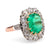 Antique French 3.67 Carat Emerald Diamond 18K Rose Gold Cocktail Ring Rings Jack Weir & Sons   