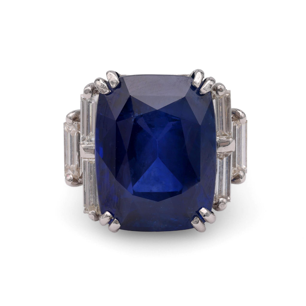 French 15.49 Carat Sapphire Diamond White Gold Ring  Jack Weir & Sons   