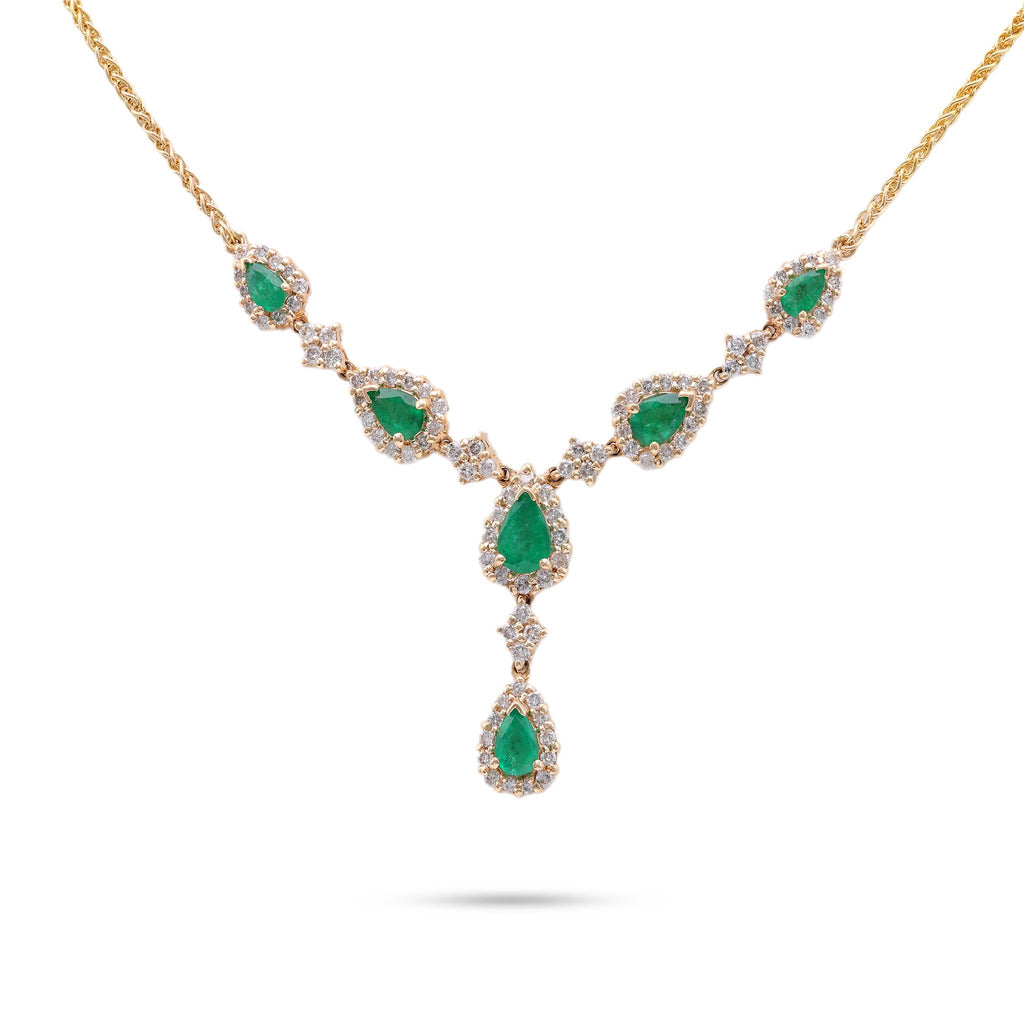 Emerald Diamond Yellow Gold Lariat Necklace Necklaces Jack Weir & Sons   