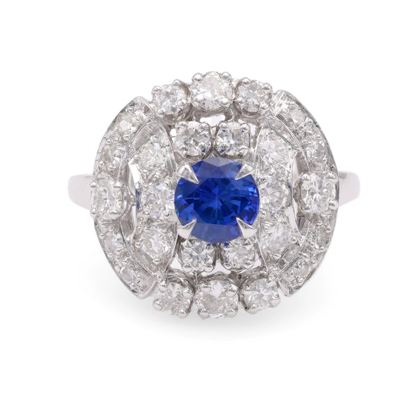 Sapphire Diamond Platinum Cluster Ring Rings Jack Weir & Sons   