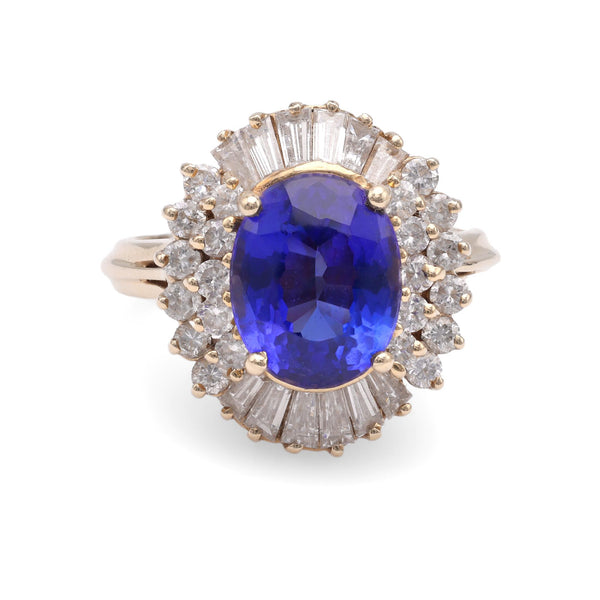 Tanzanite Diamond Yellow Gold Cocktail Ring Rings Jack Weir & Sons   