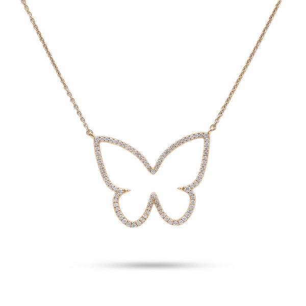 Modern Diamond Butterfly Yellow Gold Necklace Necklaces Jack Weir & Sons   