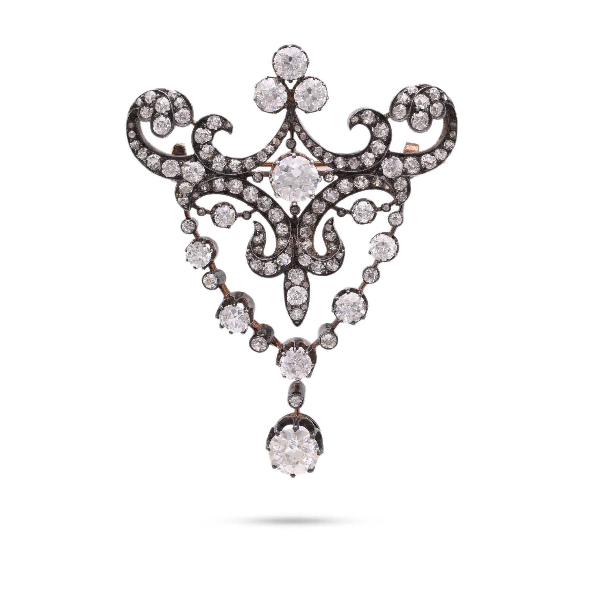 Victorian 11 Carat Diamond Silver Brooch