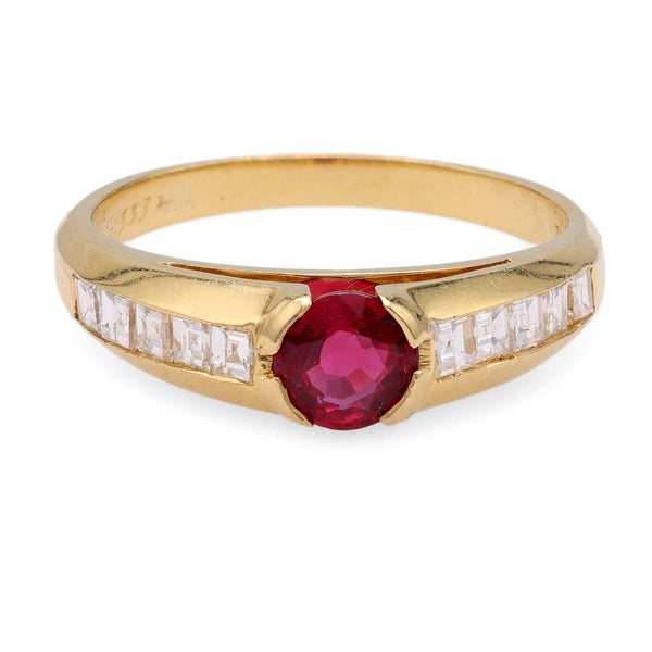 Tiffany & Co Ruby Diamond Yellow Gold Ring Rings Tiffany & Co.   