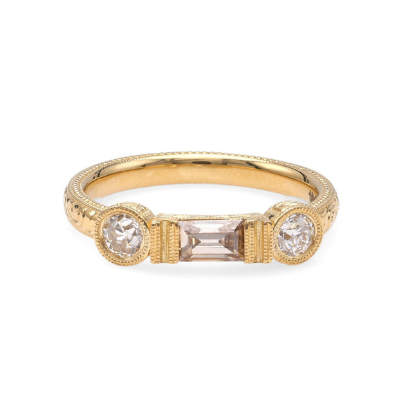 Modern Diamond Filigreed Yellow Gold Wedding Band Rings Jack Weir & Sons   