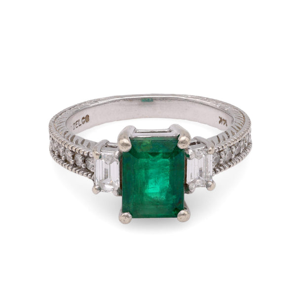 Emerald Diamond White Gold Engagement Ring Rings Jack Weir & Sons   