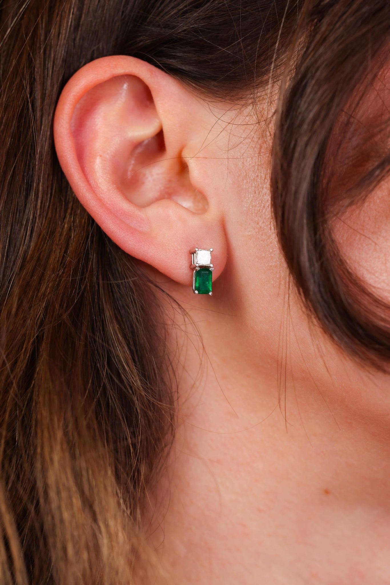 Emerald Diamond White Gold Earrings  Jack Weir & Sons   