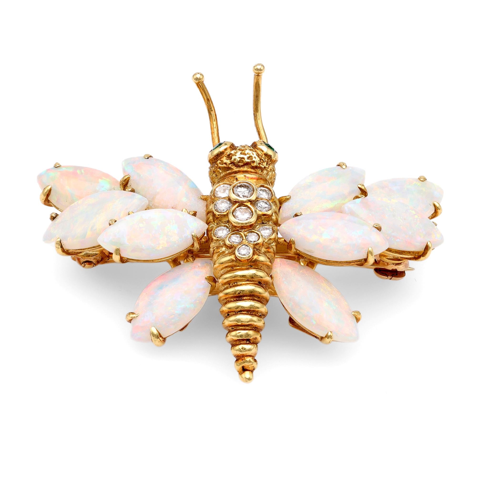Tiffany & Co Vintage Opal Diamond Emerald Butterfly Brooch  Tiffany & Co.   